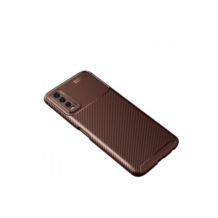 BFS  Vivo Y11S Kılıf Auto Focus Karbon Kapak - Kahverengi