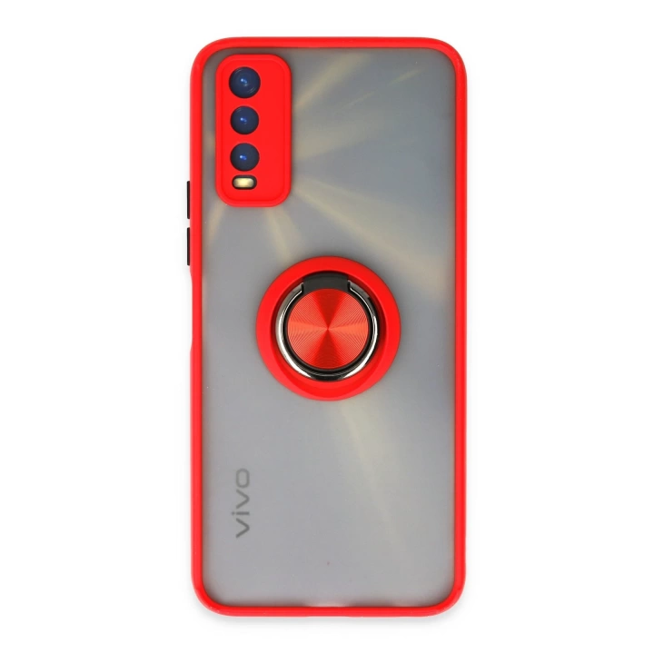 BFS  Vivo Y11S Kılıf Montreal Yüzüklü Silikon Kapak - Kırmızı