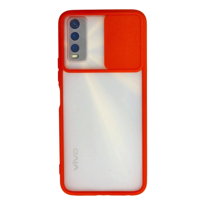 BFS  Vivo Y11S Kılıf Palm Buzlu Kamera Sürgülü Silikon - Kırmızı