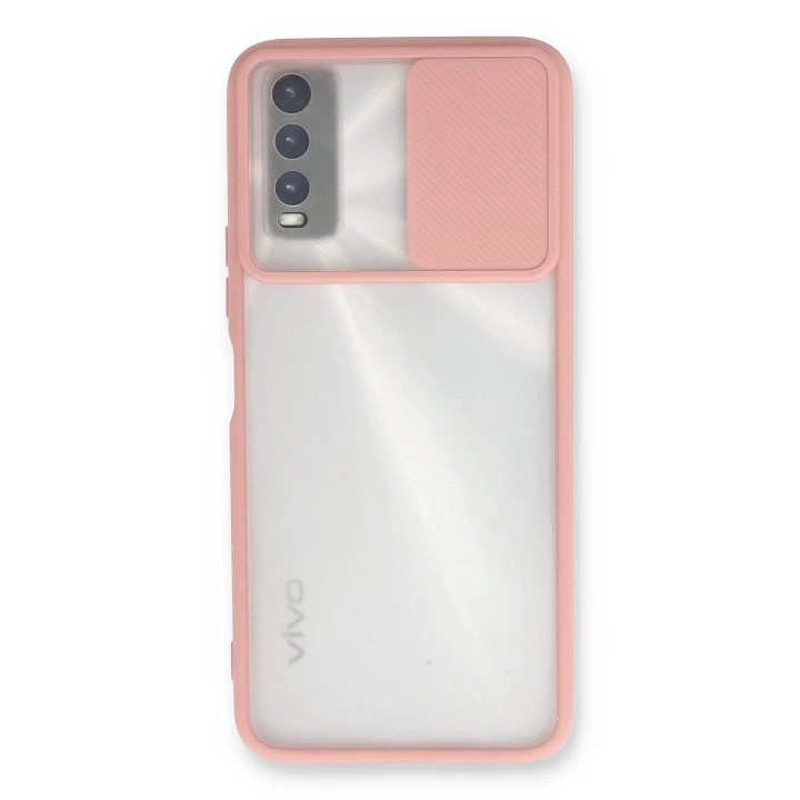 BFS  Vivo Y11S Kılıf Palm Buzlu Kamera Sürgülü Silikon - Pembe