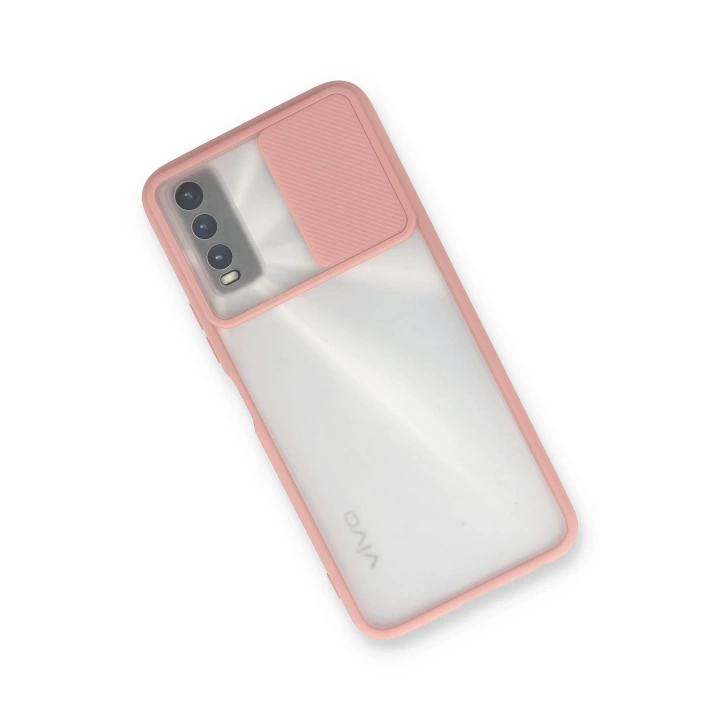 BFS  Vivo Y11S Kılıf Palm Buzlu Kamera Sürgülü Silikon - Pembe