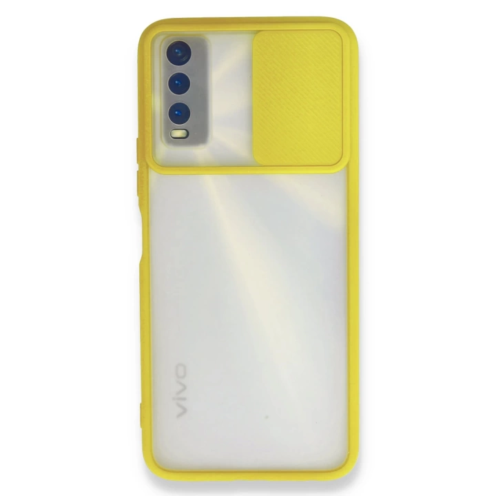 BFS  Vivo Y11S Kılıf Palm Buzlu Kamera Sürgülü Silikon - Sarı