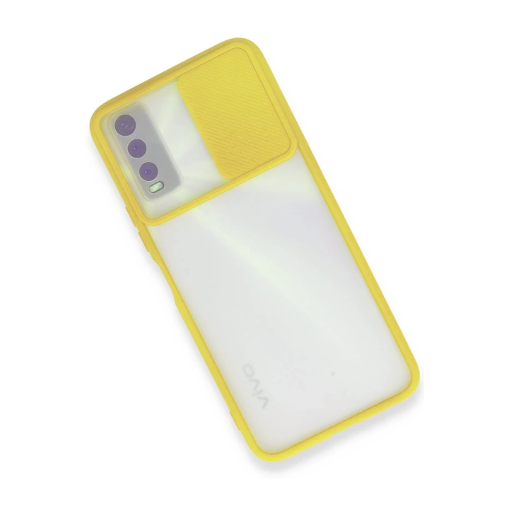 BFS  Vivo Y11S Kılıf Palm Buzlu Kamera Sürgülü Silikon - Sarı