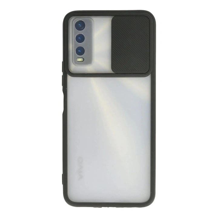 BFS  Vivo Y11S Kılıf Palm Buzlu Kamera Sürgülü Silikon - Siyah