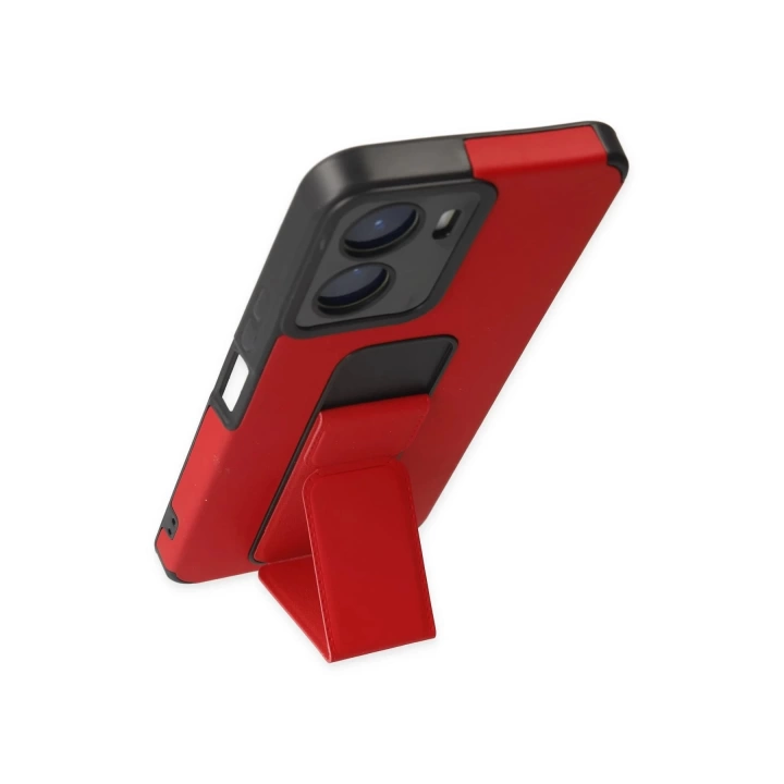 BFS  Vivo Y16 Kılıf Mega Standlı Silikon - Kırmızı