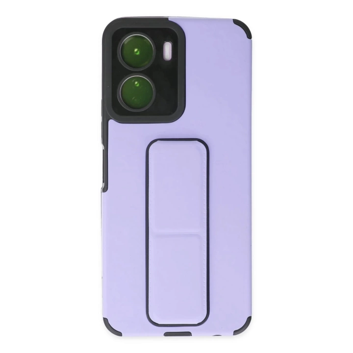 BFS  Vivo Y16 Kılıf Mega Standlı Silikon - Lila