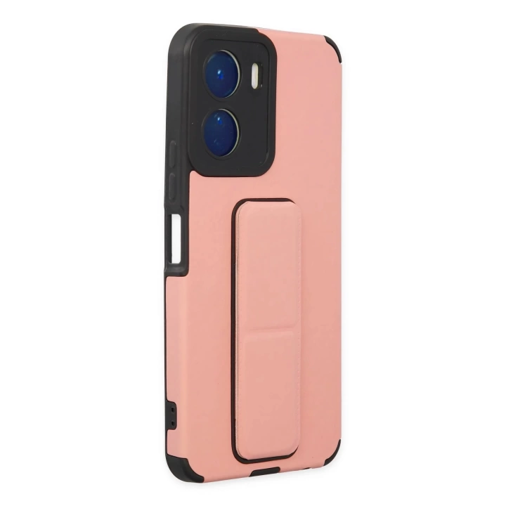BFS  Vivo Y16 Kılıf Mega Standlı Silikon - Pudra