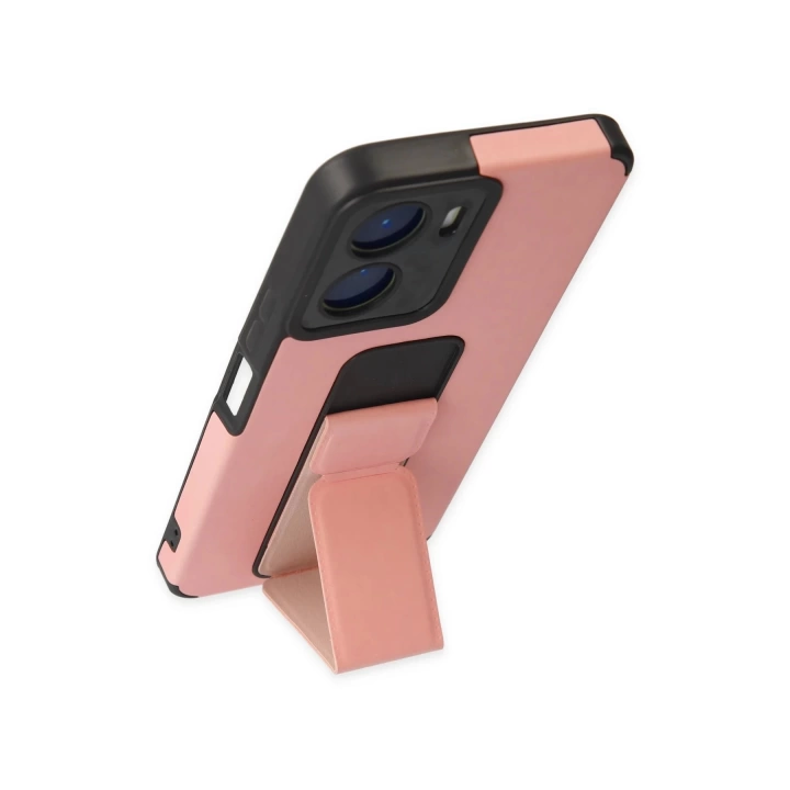 BFS  Vivo Y16 Kılıf Mega Standlı Silikon - Pudra
