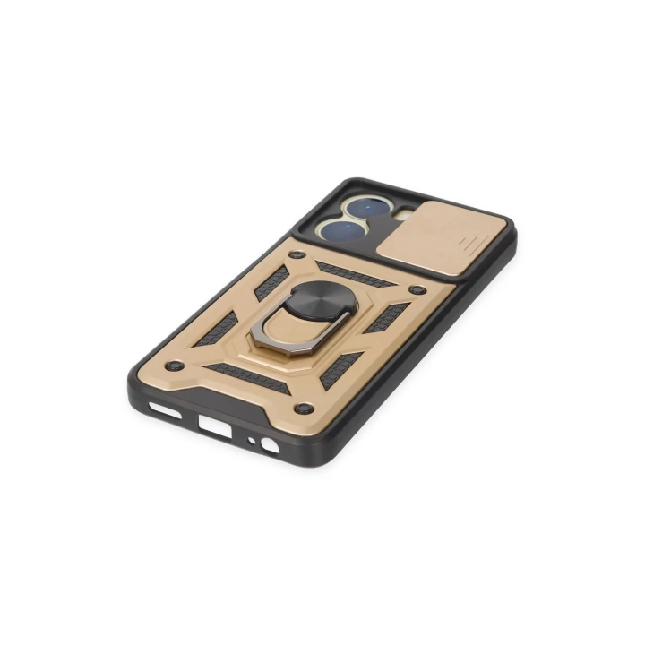 BFS  Vivo Y16 Kılıf Pars Lens Yüzüklü Silikon - Gold