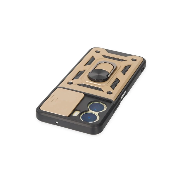 BFS  Vivo Y16 Kılıf Pars Lens Yüzüklü Silikon - Gold