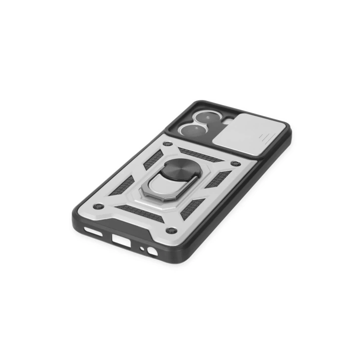BFS  Vivo Y16 Kılıf Pars Lens Yüzüklü Silikon - Gümüş