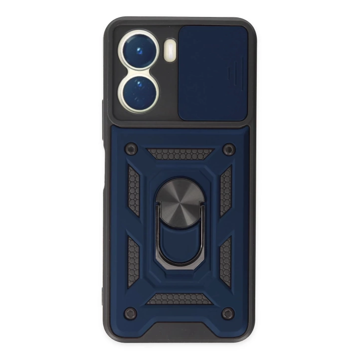 BFS  Vivo Y16 Kılıf Pars Lens Yüzüklü Silikon - Lacivert
