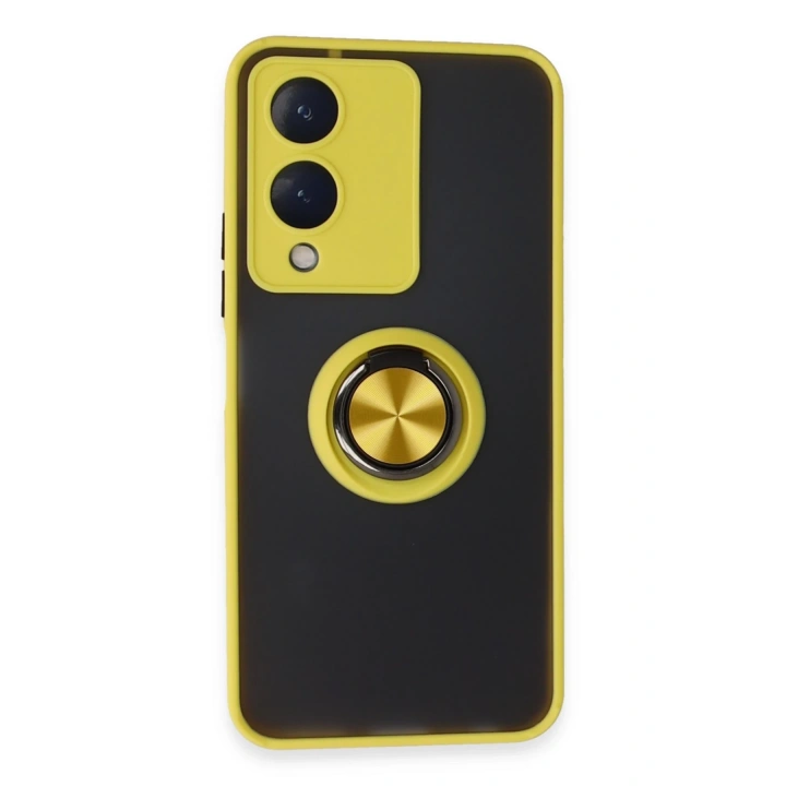 BFS  Vivo Y17S Kılıf Montreal Yüzüklü Silikon Kapak - Sarı