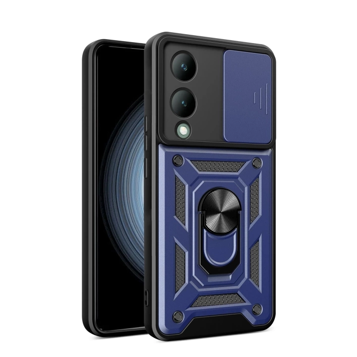 BFS  Vivo Y17S Kılıf Pars Lens Yüzüklü Silikon - Lacivert