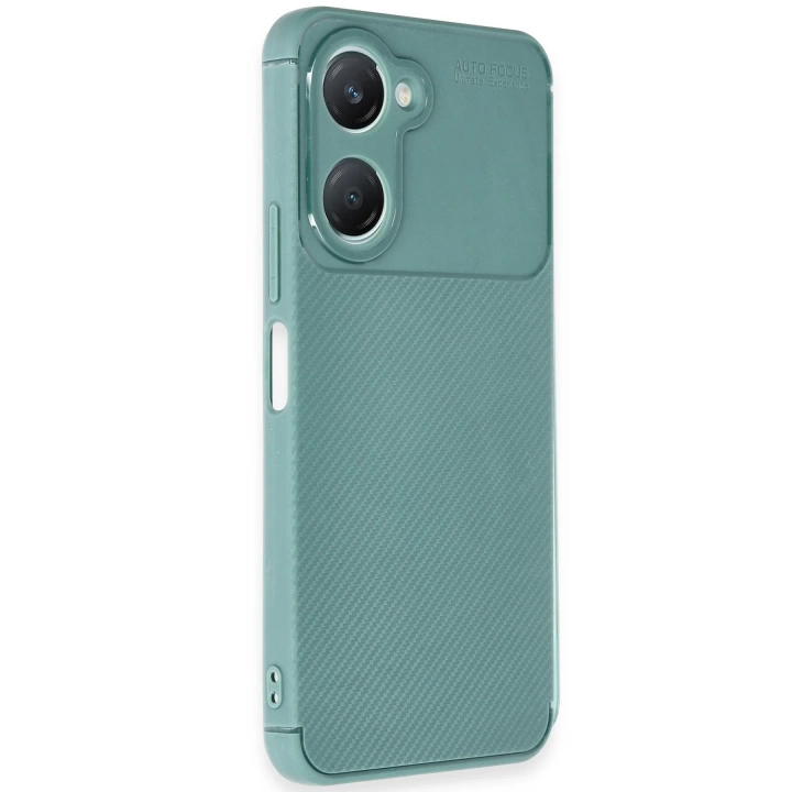 BFS  Vivo Y18 Kılıf Auto Focus Karbon Kapak - Koyu Yeşil