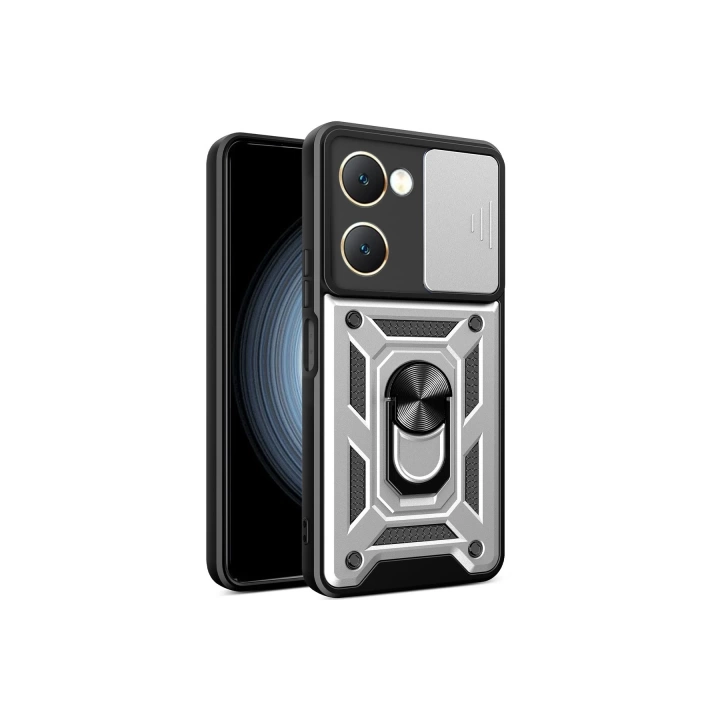 BFS  Vivo Y18 Kılıf Pars Lens Yüzüklü Silikon - Gümüş