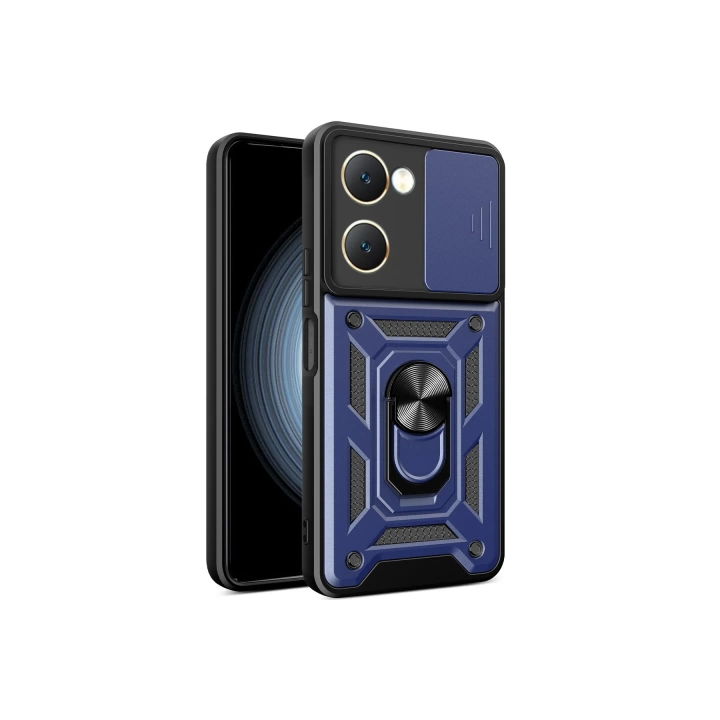 BFS  Vivo Y18 Kılıf Pars Lens Yüzüklü Silikon - Lacivert