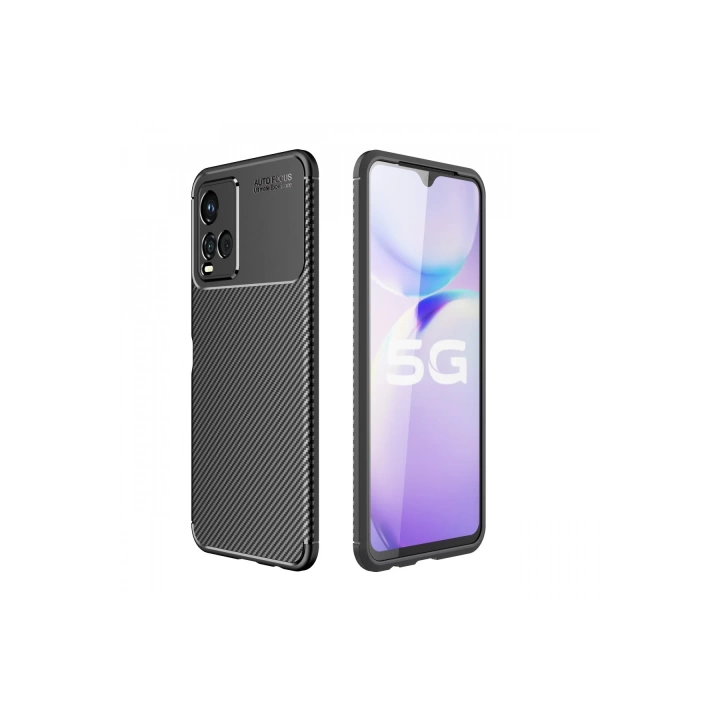 BFS  Vivo Y21S Kılıf Auto Focus Karbon Kapak - Siyah