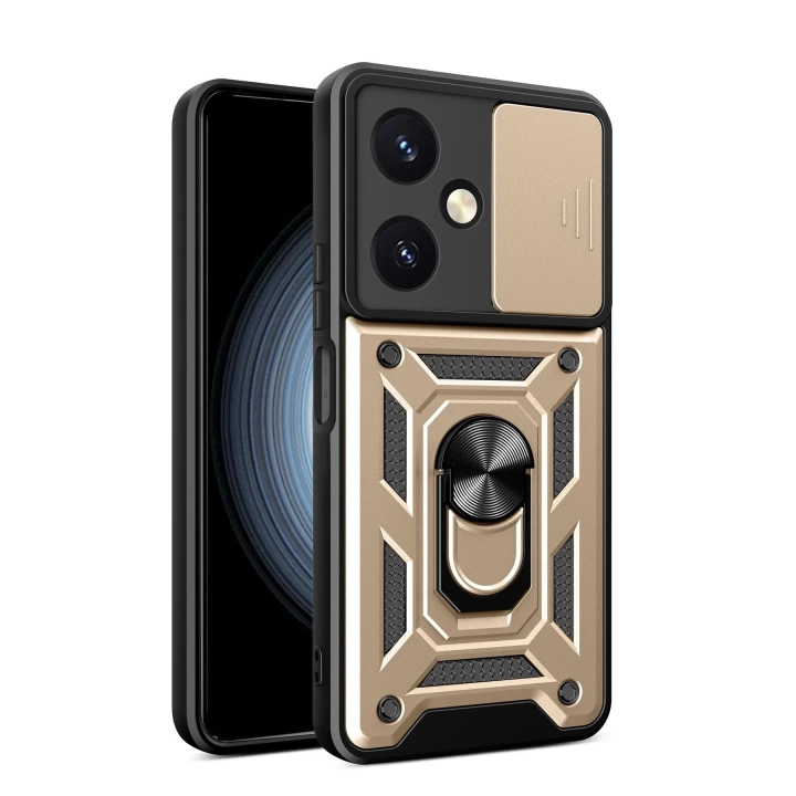 BFS  Vivo Y27 Kılıf Pars Lens Yüzüklü Silikon - Gold