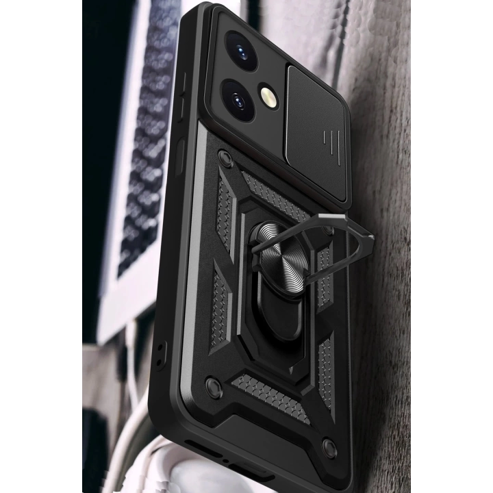 BFS  Vivo Y27 Kılıf Pars Lens Yüzüklü Silikon - Yeşil
