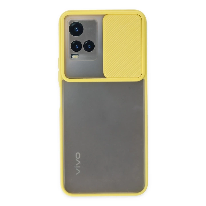 BFS  Vivo Y33S Kılıf Palm Buzlu Kamera Sürgülü Silikon - Sarı