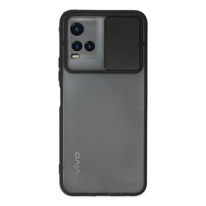 BFS  Vivo Y33S Kılıf Palm Buzlu Kamera Sürgülü Silikon - Siyah