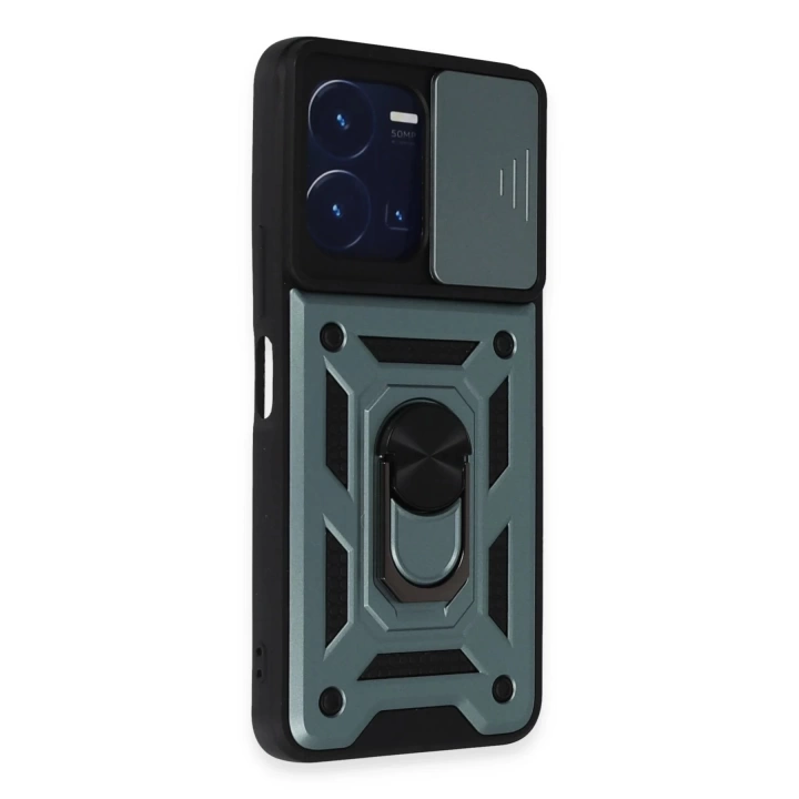 BFS Vivo Y35 Kılıf Pars Lens Yüzüklü Silikon - Fazla