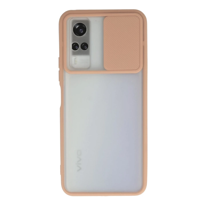 BFS  Vivo Y53S Kılıf Palm Buzlu Kamera Sürgülü Silikon - Pembe