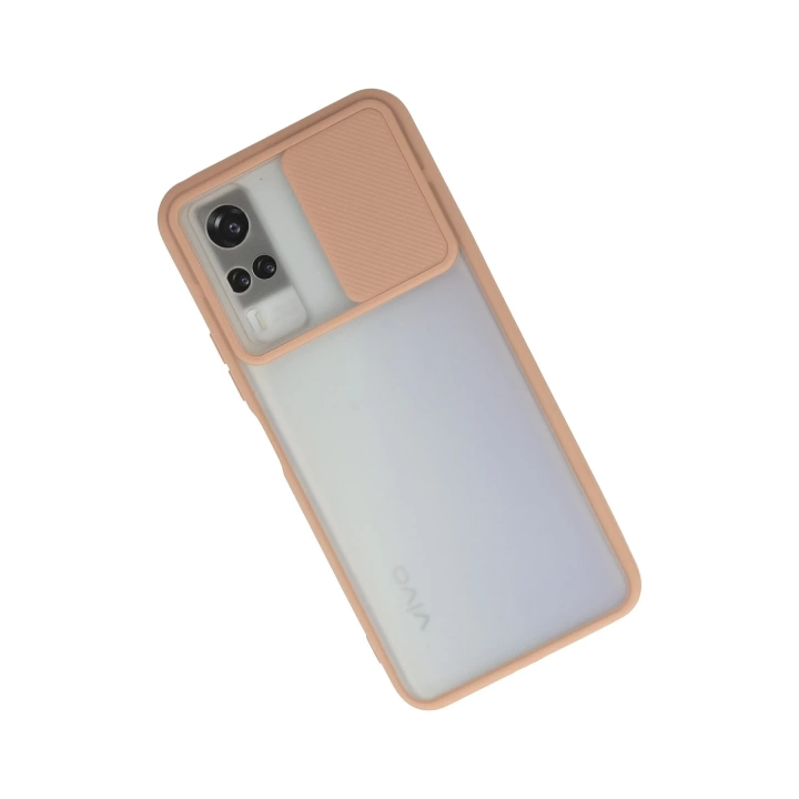 BFS  Vivo Y53S Kılıf Palm Buzlu Kamera Sürgülü Silikon - Pembe