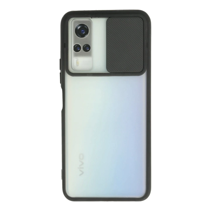 BFS  Vivo Y53S Kılıf Palm Buzlu Kamera Sürgülü Silikon - Siyah