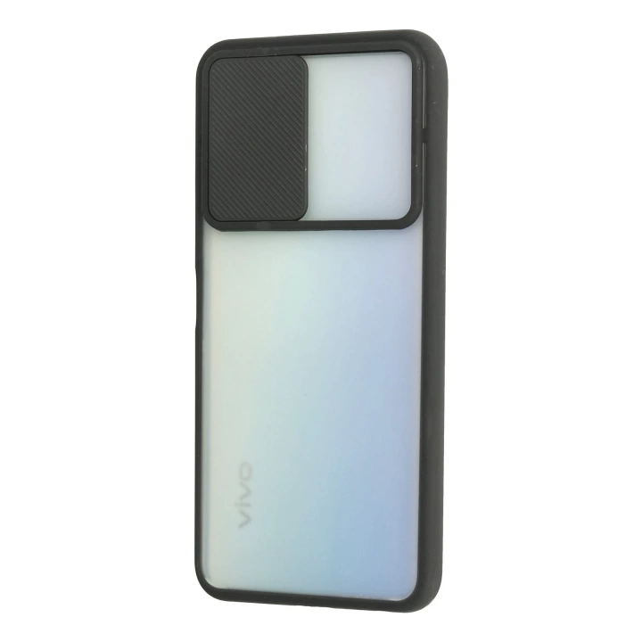 BFS  Vivo Y53S Kılıf Palm Buzlu Kamera Sürgülü Silikon - Siyah
