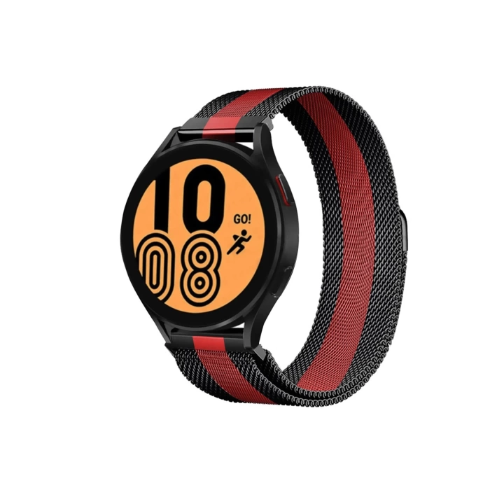 BFS  Watch 20mm Metal Mıknatıslı Kordon - Siyah-Kırmızı