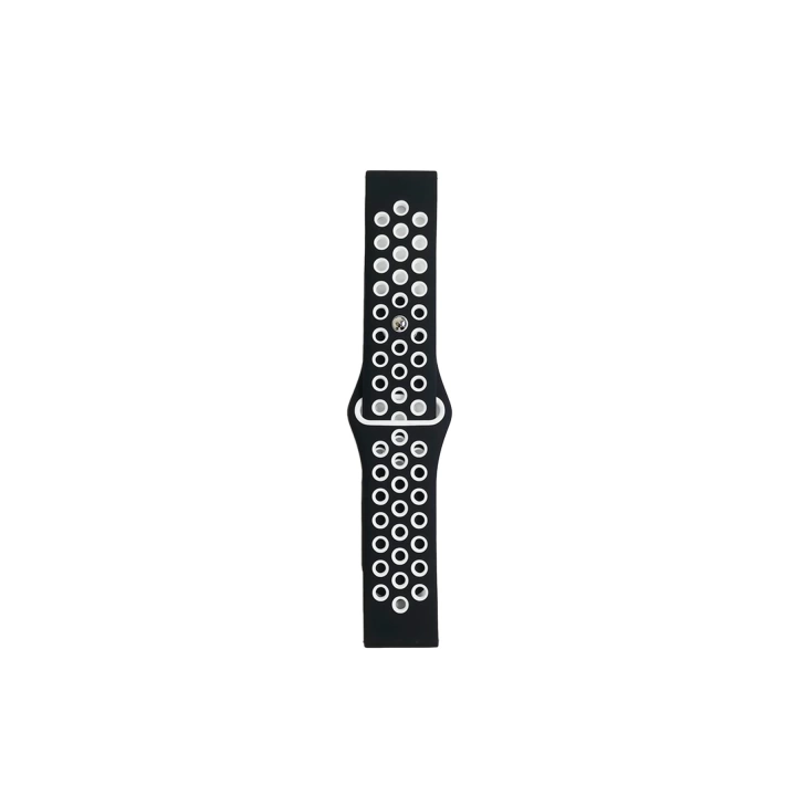 BFS  Watch 20mm Spor Delikli Kordon - Siyah-Beyaz