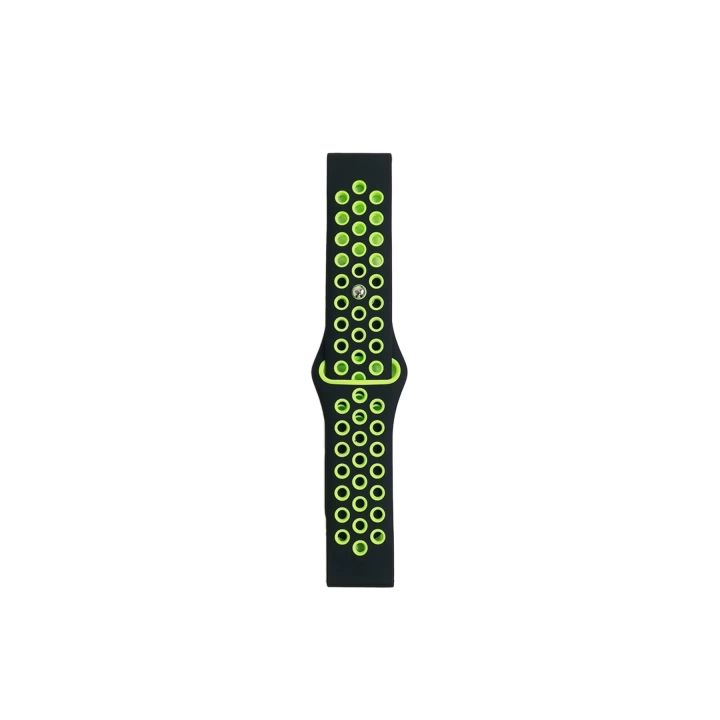 BFS  Watch 20mm Spor Delikli Kordon - Siyah-Yeşil