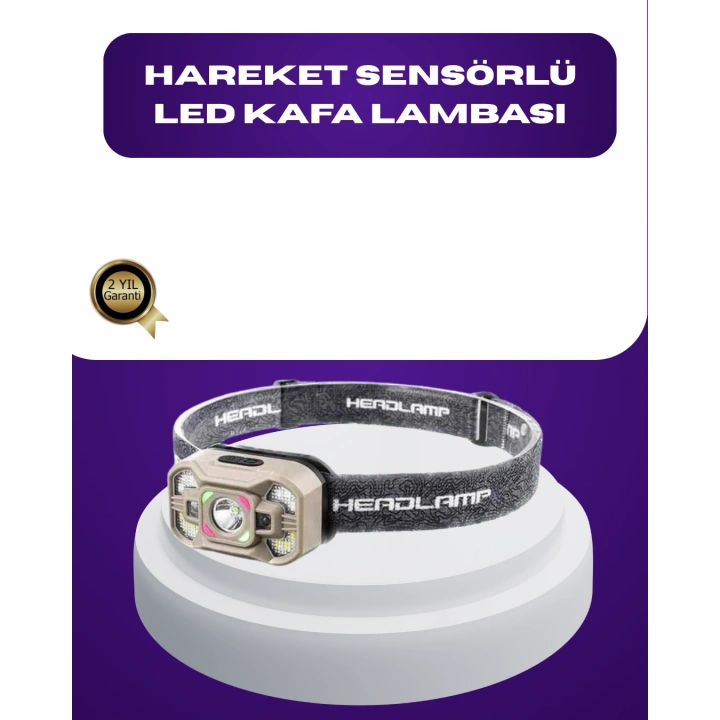 BFS Wave Sensörlü LED Kafa Lambası Şarjlı Ayarlanabilir Işık