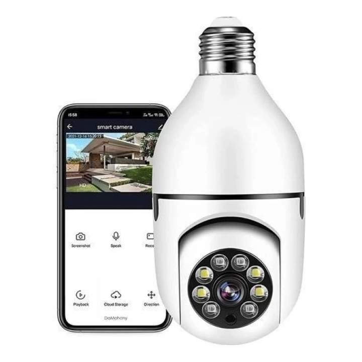 BFS  WiFi 360 Panoramik Ampul Kamera Gece Görüş Ses Akıllı Hareket Algılayıcı