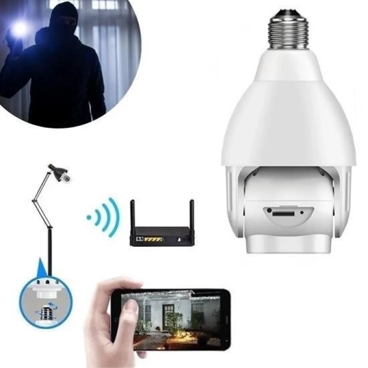 BFS  WiFi 360 Panoramik Ampul Kamera Gece Görüş Ses Akıllı Hareket Algılayıcı