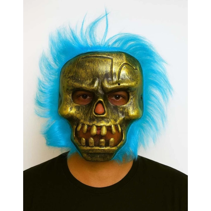 BFS  Wild Skull - Bakır Kafatası Turkuaz Saçlı İskelet Maske