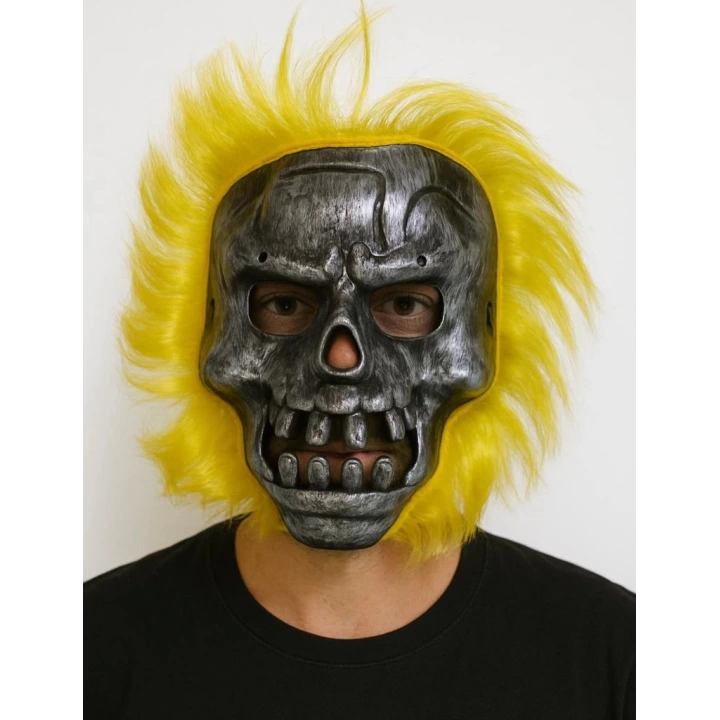 BFS  Wild Skull - Metal Kafatası Sarı Saçlı İskelet Maske