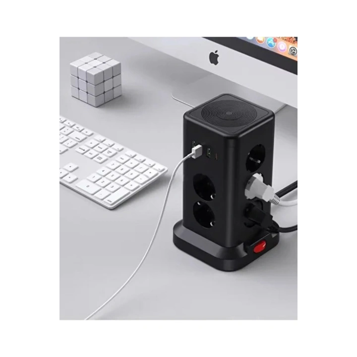 BFS Wp711 Akım Korumalı Priz Kablosuz Şarj İstasyonu 11x Soket 3x Usb 1xtype-c Kablolu Grup Priz