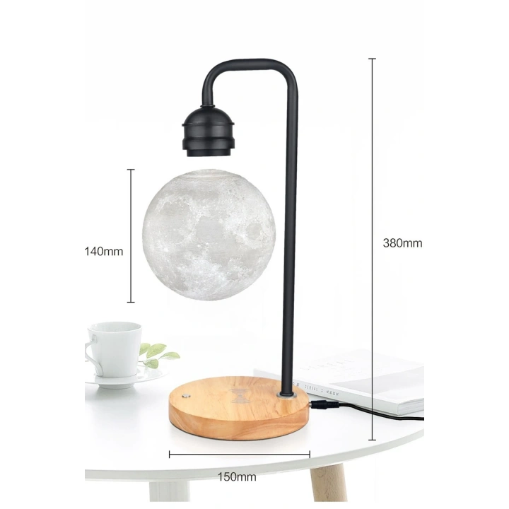 BFS  XF02 Ay Görünümlü Kablosuz Şarj Özellikli Gece Lambası - Siyah