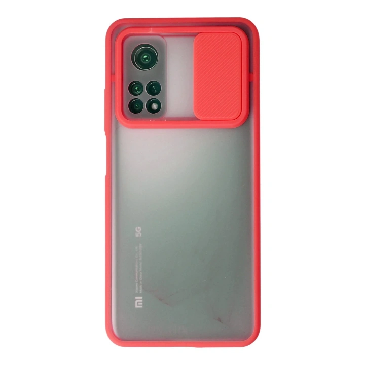 BFS  Xiaomi Mi 10T Kılıf Palm Buzlu Kamera Sürgülü Silikon - Kırmızı