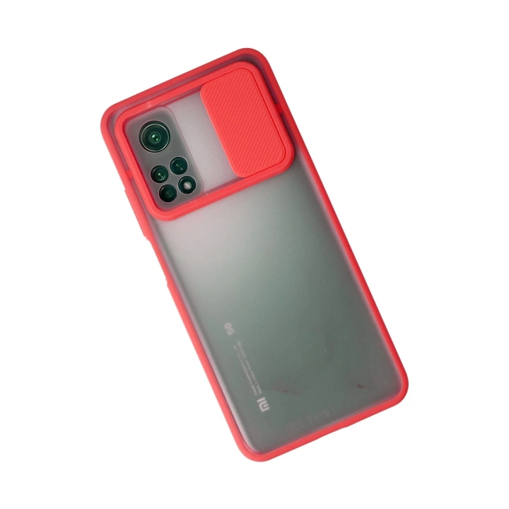 BFS  Xiaomi Mi 10T Kılıf Palm Buzlu Kamera Sürgülü Silikon - Kırmızı