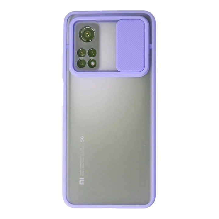 BFS  Xiaomi Mi 10T Kılıf Palm Buzlu Kamera Sürgülü Silikon - Lila