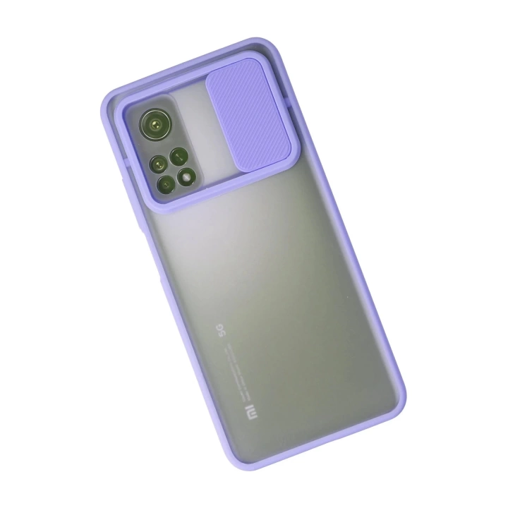 BFS  Xiaomi Mi 10T Kılıf Palm Buzlu Kamera Sürgülü Silikon - Lila