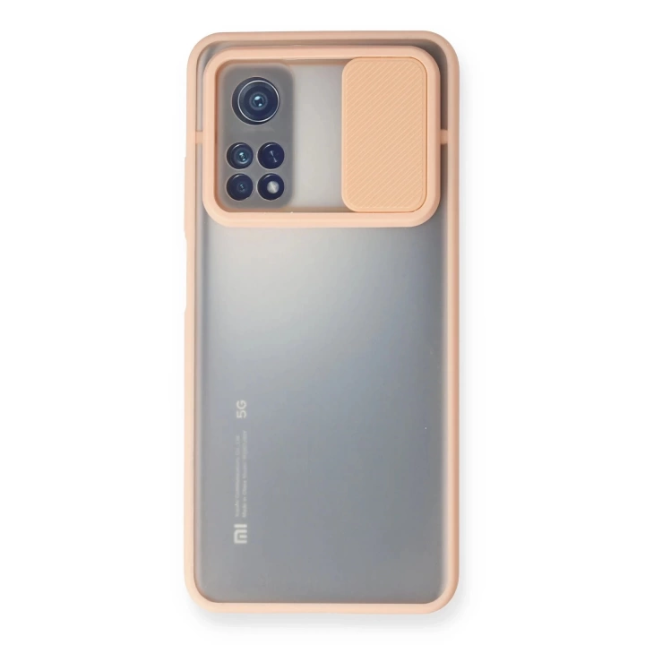 BFS  Xiaomi Mi 10T Kılıf Palm Buzlu Kamera Sürgülü Silikon - Pembe