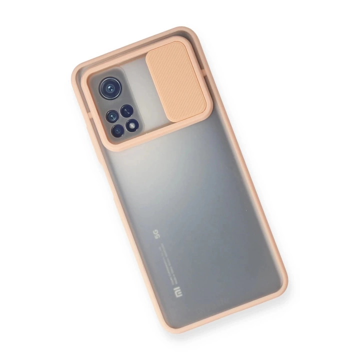 BFS  Xiaomi Mi 10T Kılıf Palm Buzlu Kamera Sürgülü Silikon - Pembe