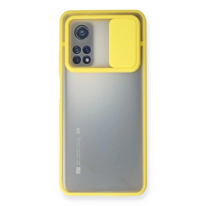 BFS  Xiaomi Mi 10T Kılıf Palm Buzlu Kamera Sürgülü Silikon - Sarı