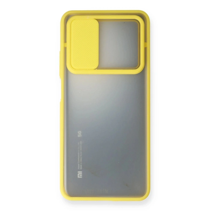 BFS  Xiaomi Mi 10T Kılıf Palm Buzlu Kamera Sürgülü Silikon - Sarı