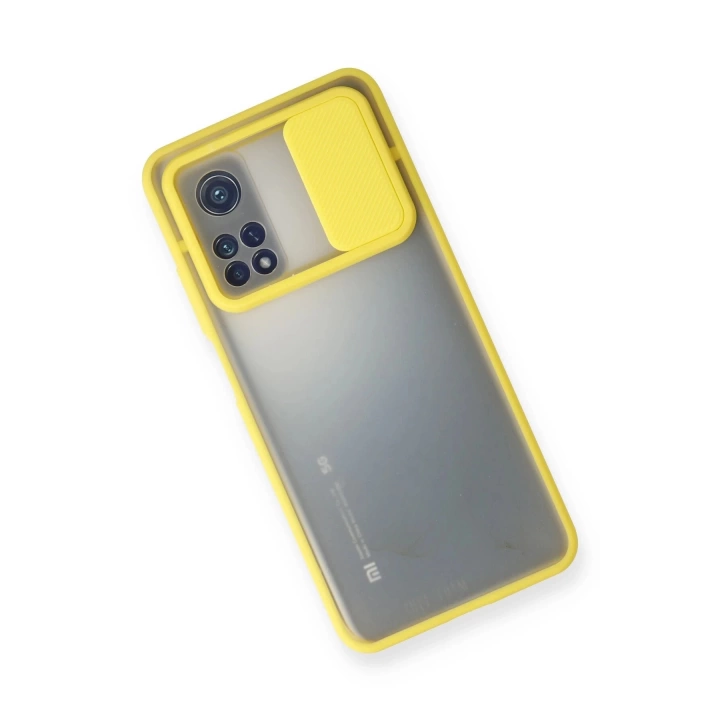 BFS  Xiaomi Mi 10T Kılıf Palm Buzlu Kamera Sürgülü Silikon - Sarı